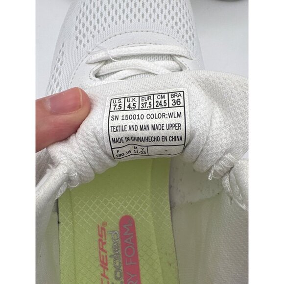 Skechers Womens Air-Cooled Memory Foam Athletic Shoes Size 7.5 White & Neon - Picture 7 of 7